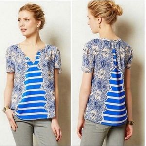 Anthropologie (Maeve) Paisley Stripe silk blouse